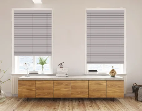 polar white faux wood blinds product image