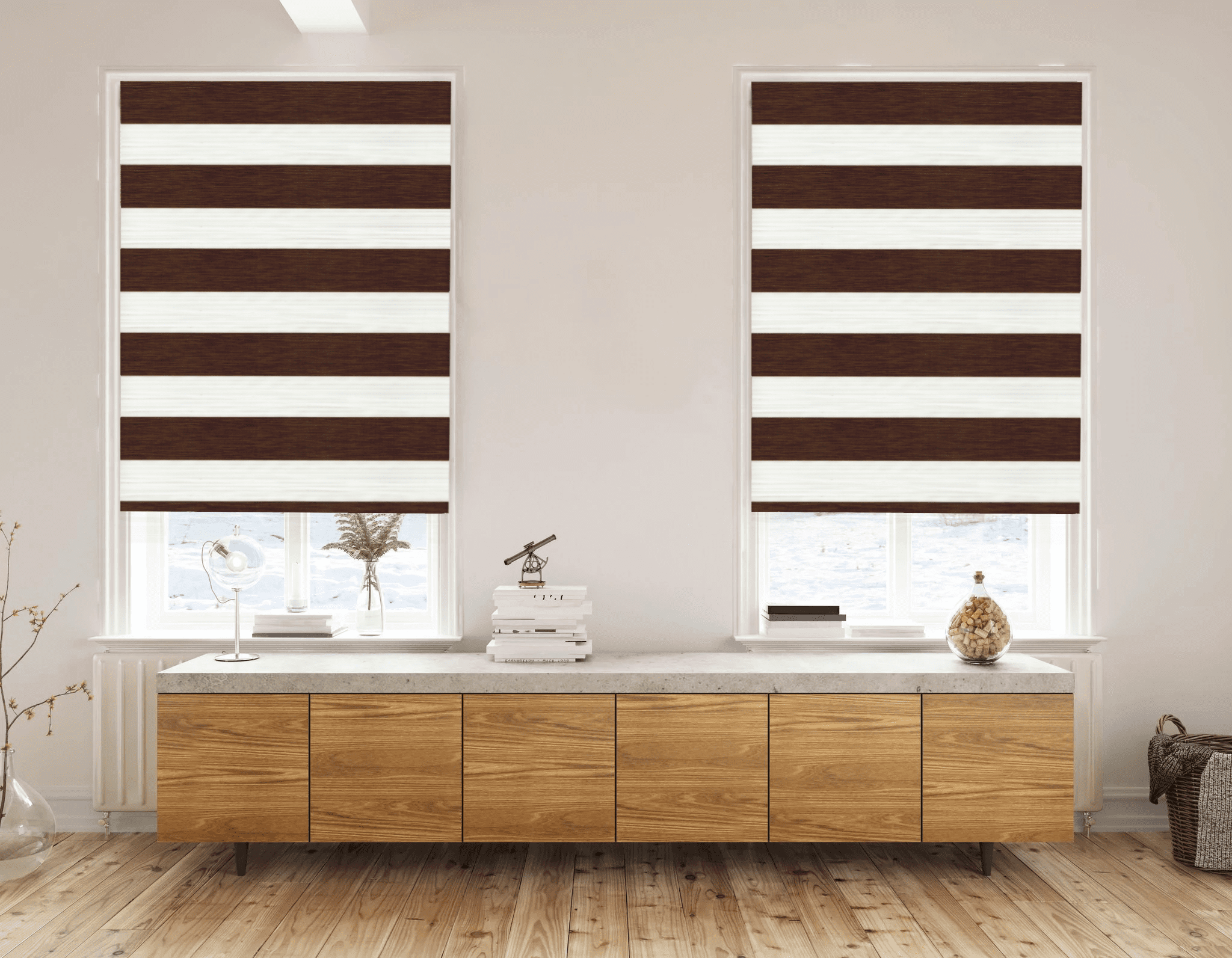 Zebra Blinds for windows or Outdoor Decor (137 CM Wide X 213 CM Long, Brown)