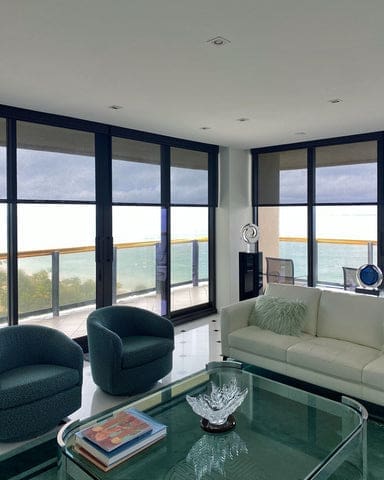 Black blinds on black window
