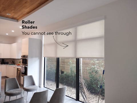Roller shades for sliding doors in living room - glare reducing and uv protective