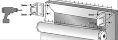 graphic that explains to use a drill to install the roller shades brackets