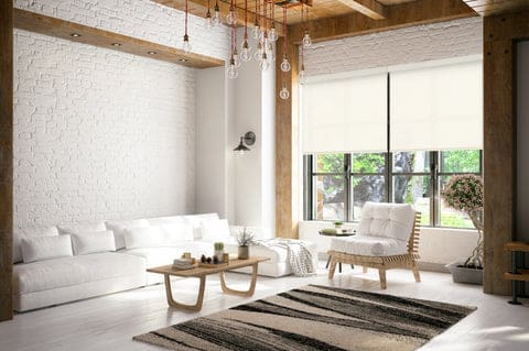 White solar shades on black windows