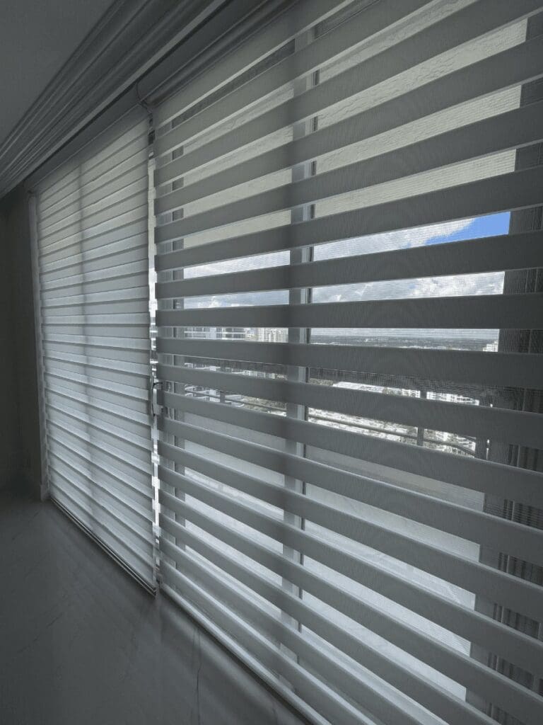 Zebra shades for glass doors